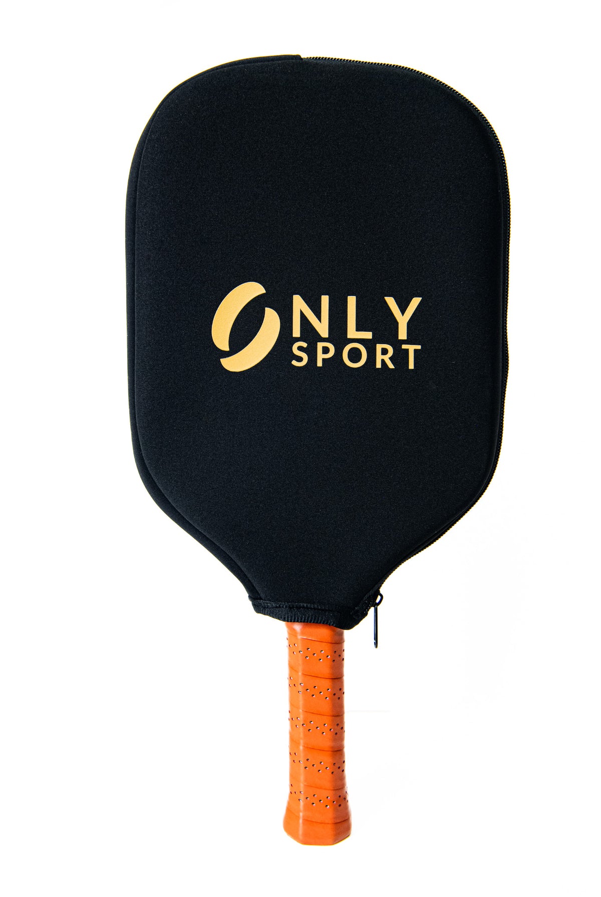 Front view of pickleball paddle with cover on