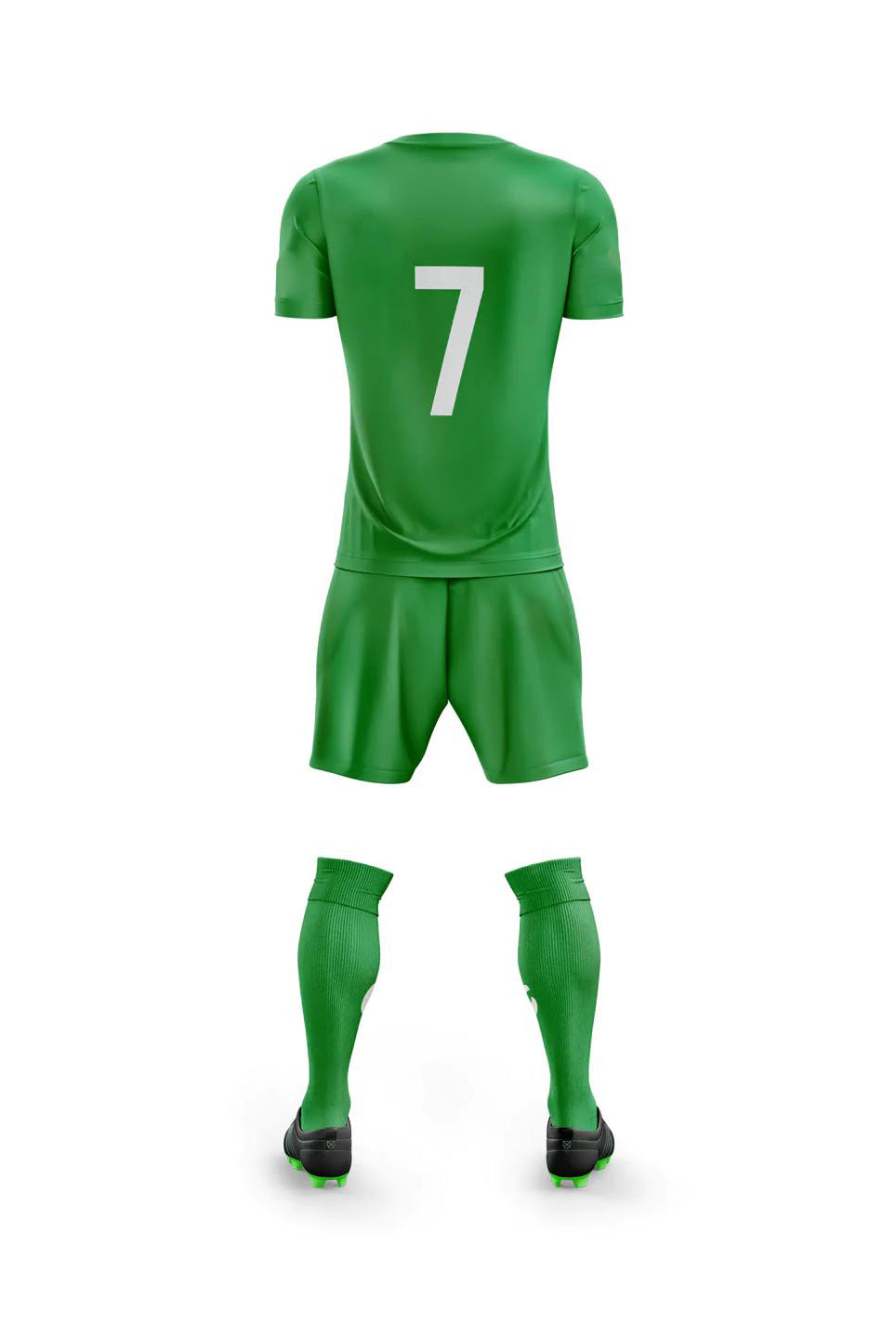 SJSA Shirt, shorts and socks back view in green