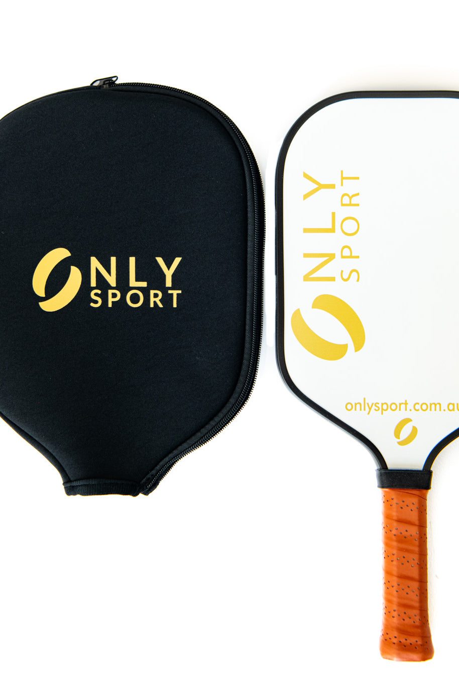Front view of white paddle with cover included adjacent to it