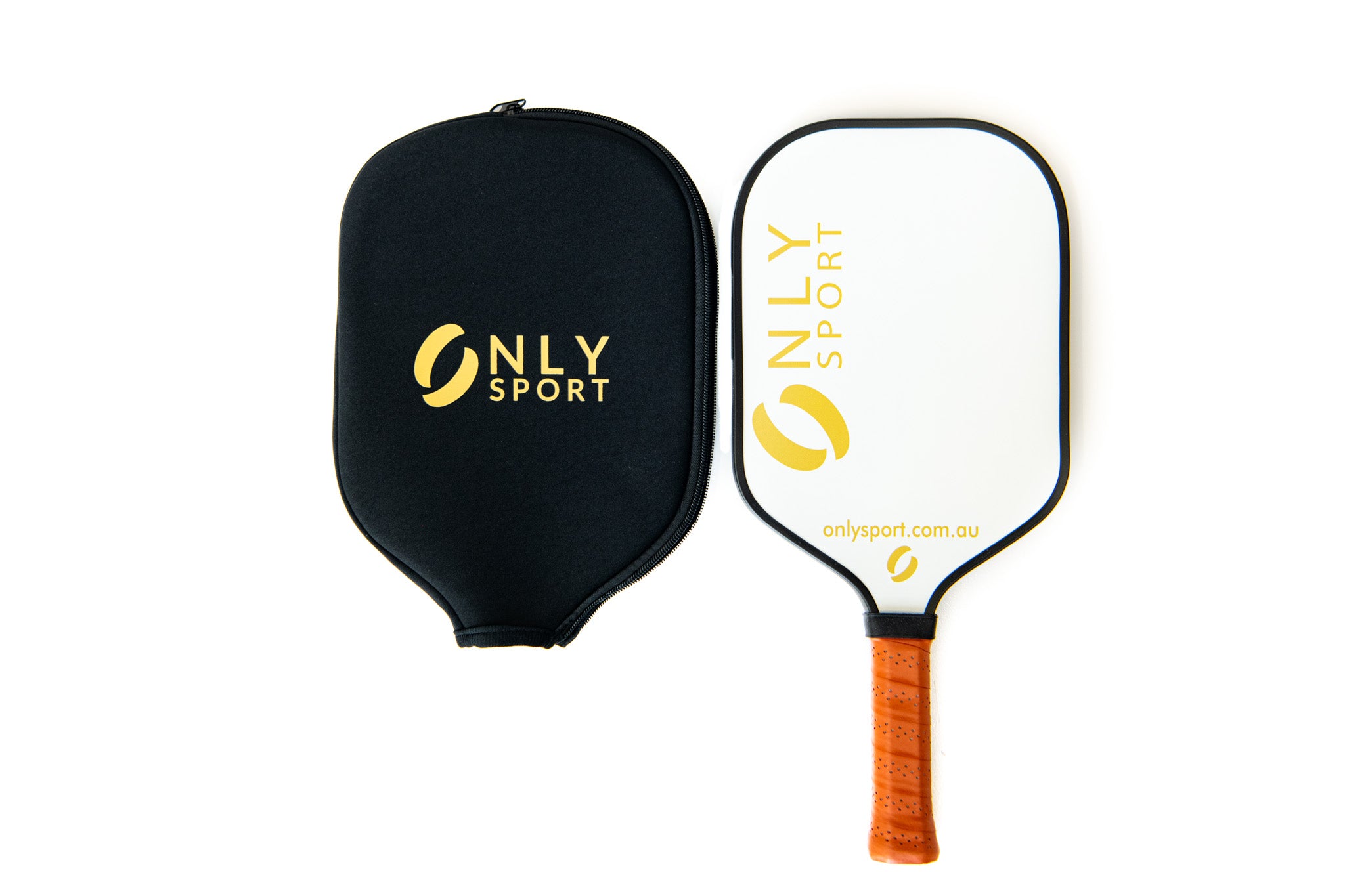 Front view of white paddle with cover included adjacent to it