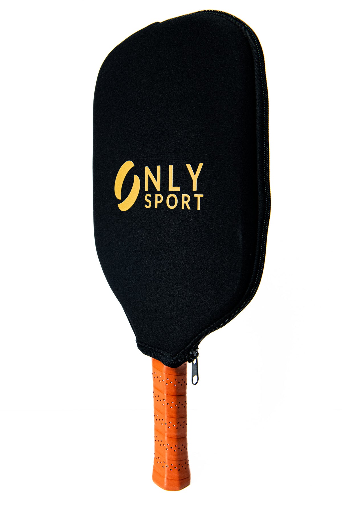 Front view of white paddle with cover on facing left