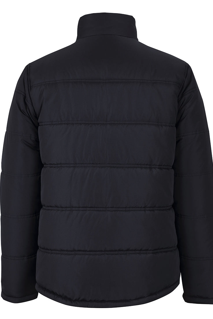 MALVERN CITY BLACK PUFFER JACKET IN BLACK REAR VIEW