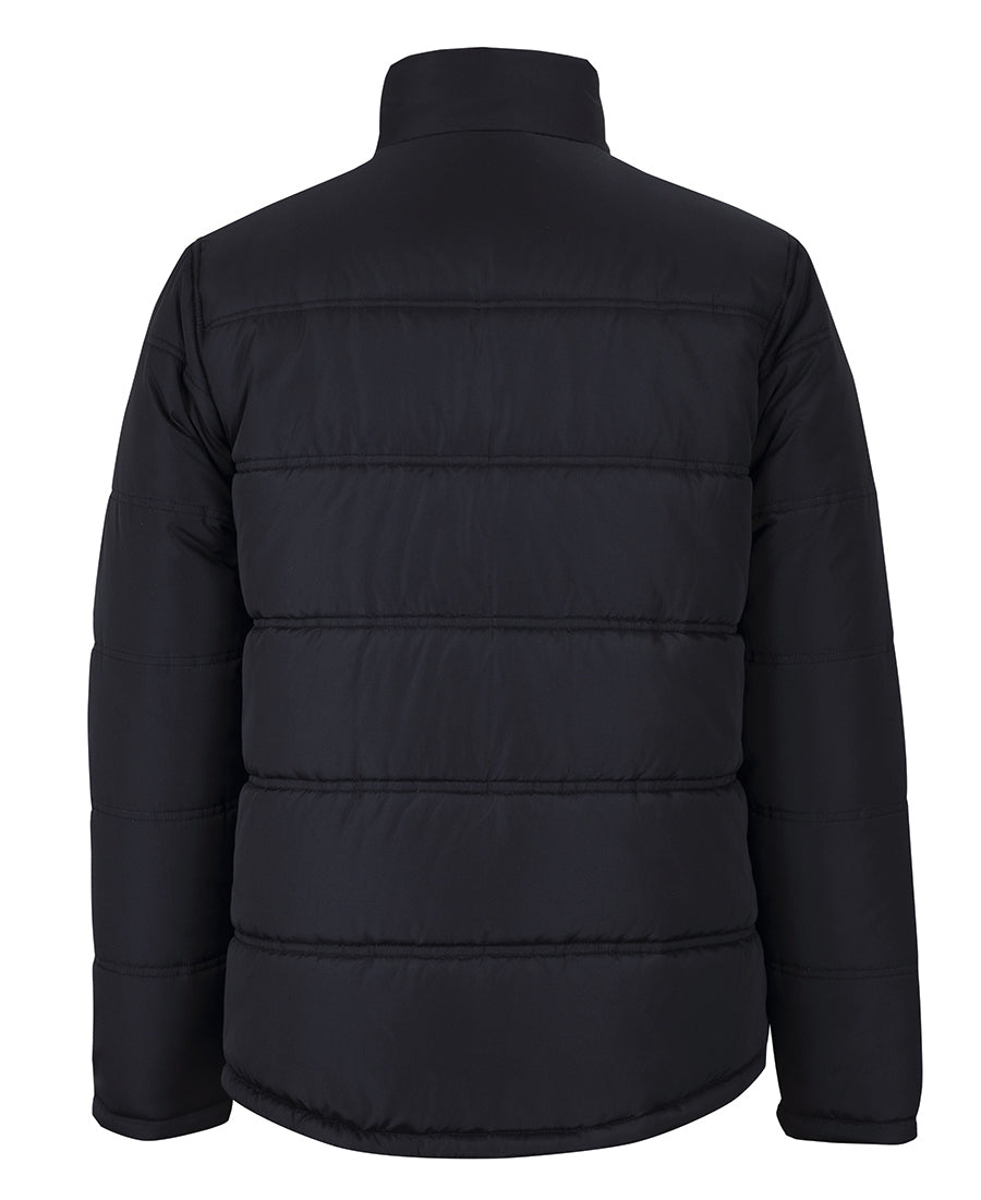 MALVERN CITY BLACK PUFFER JACKET IN BLACK REAR VIEW