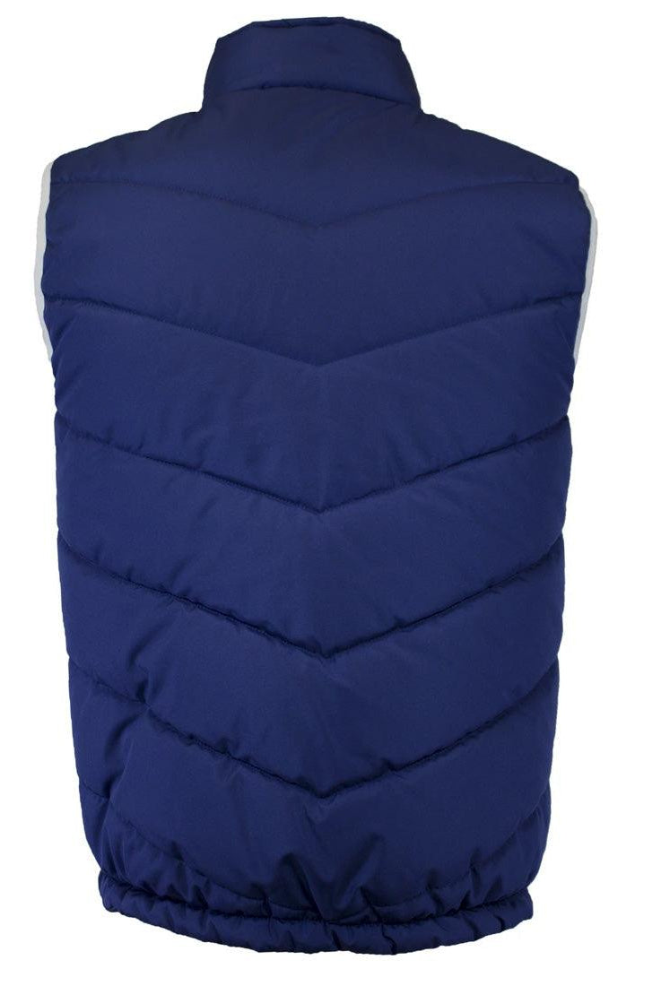 Malvern City PUFFER VEST IN BLUE REAR VIEW