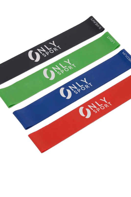 RESISTANCE BANDS 4 PACK IN BLACK GREEN BLUE AND RED