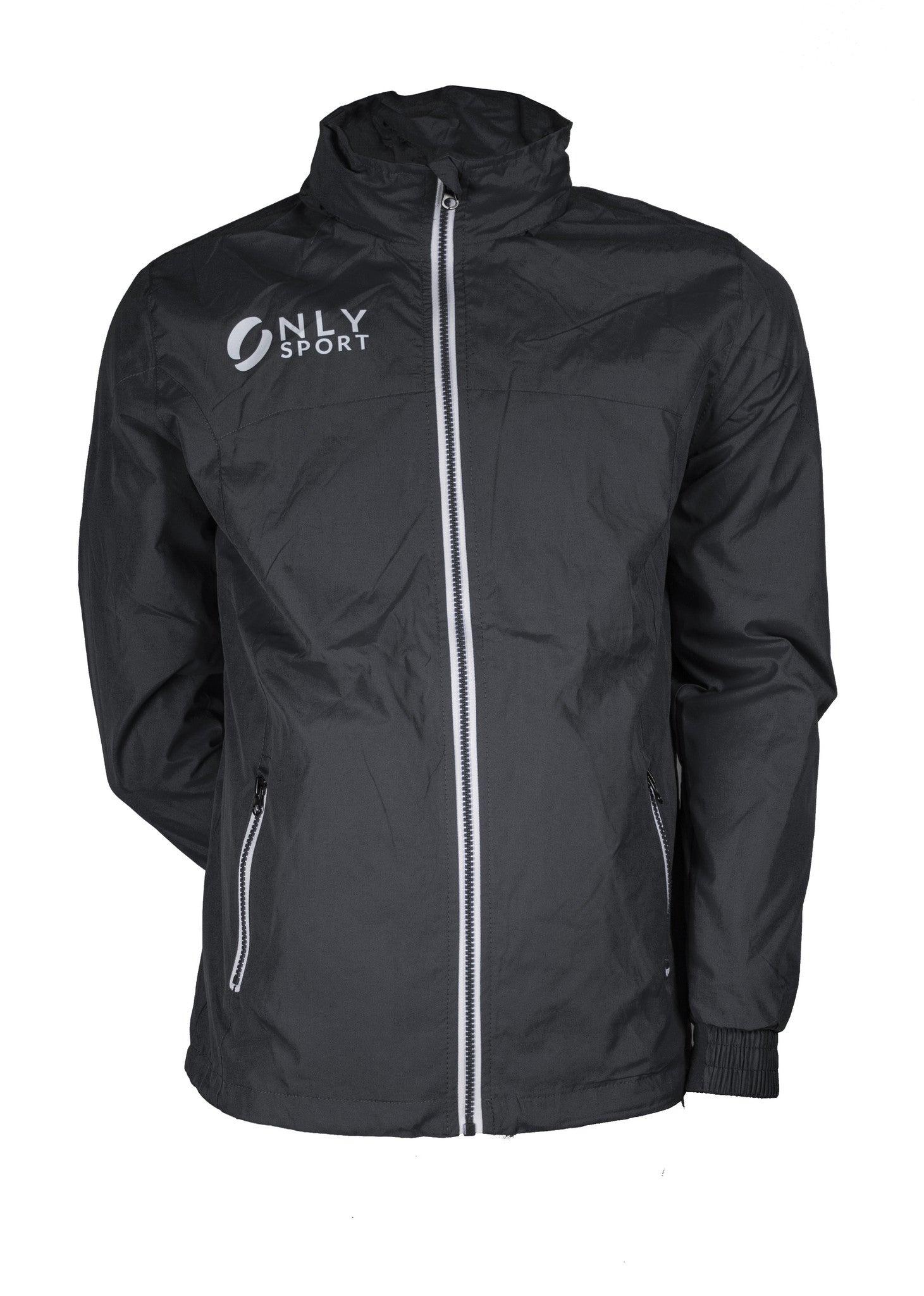 SPRAY JACKET WITH WHITE ZIP IN BLACK
