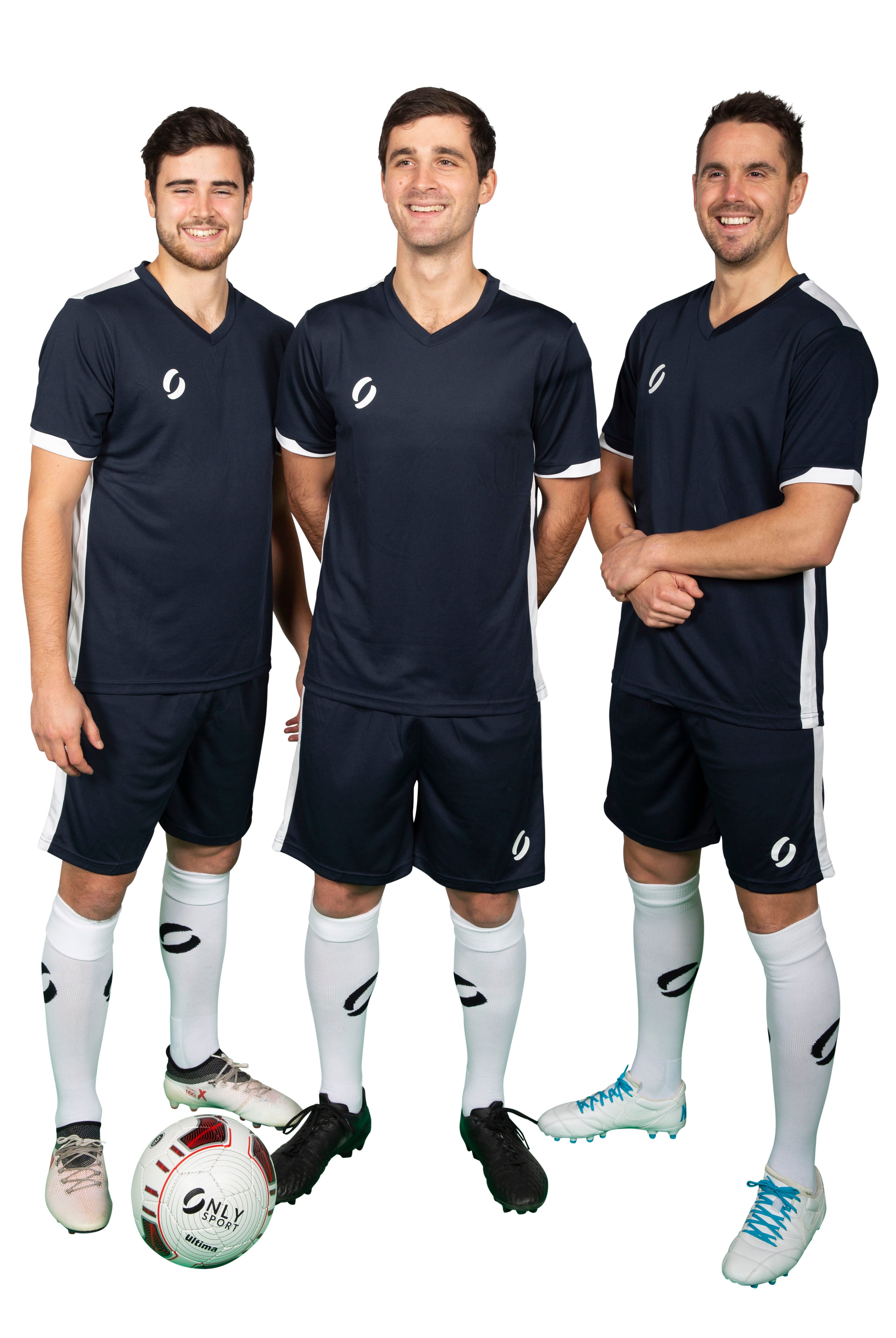 three men wearing Training Kit in Navy