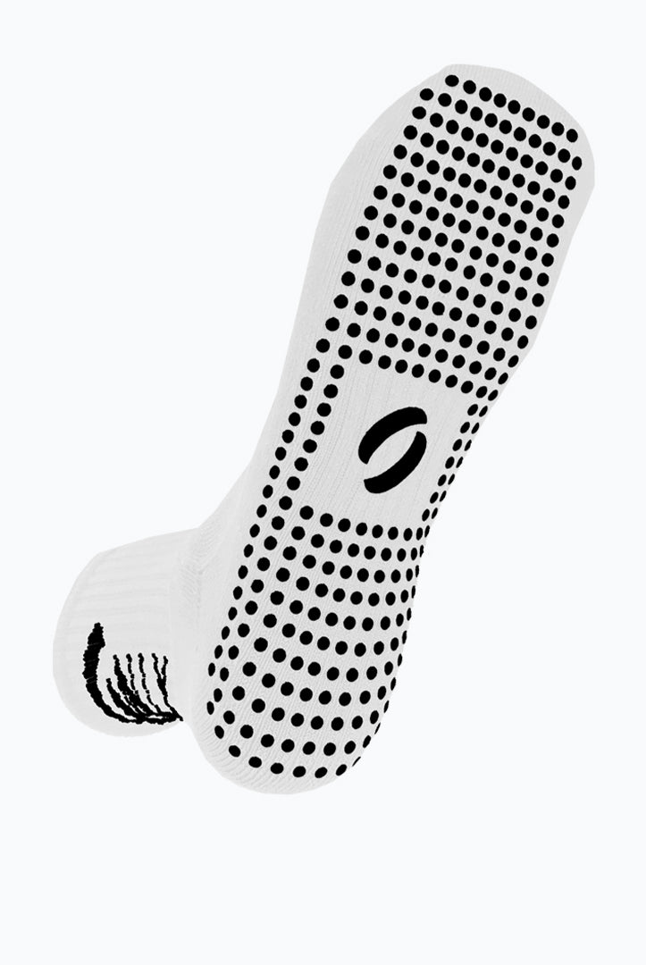 Grip Socks in white underneath sock view