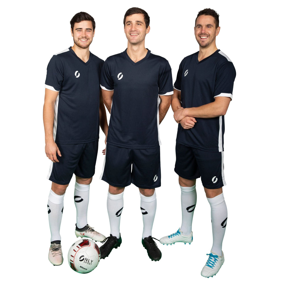 Three men wearing Training Kit Green and Black uniforms