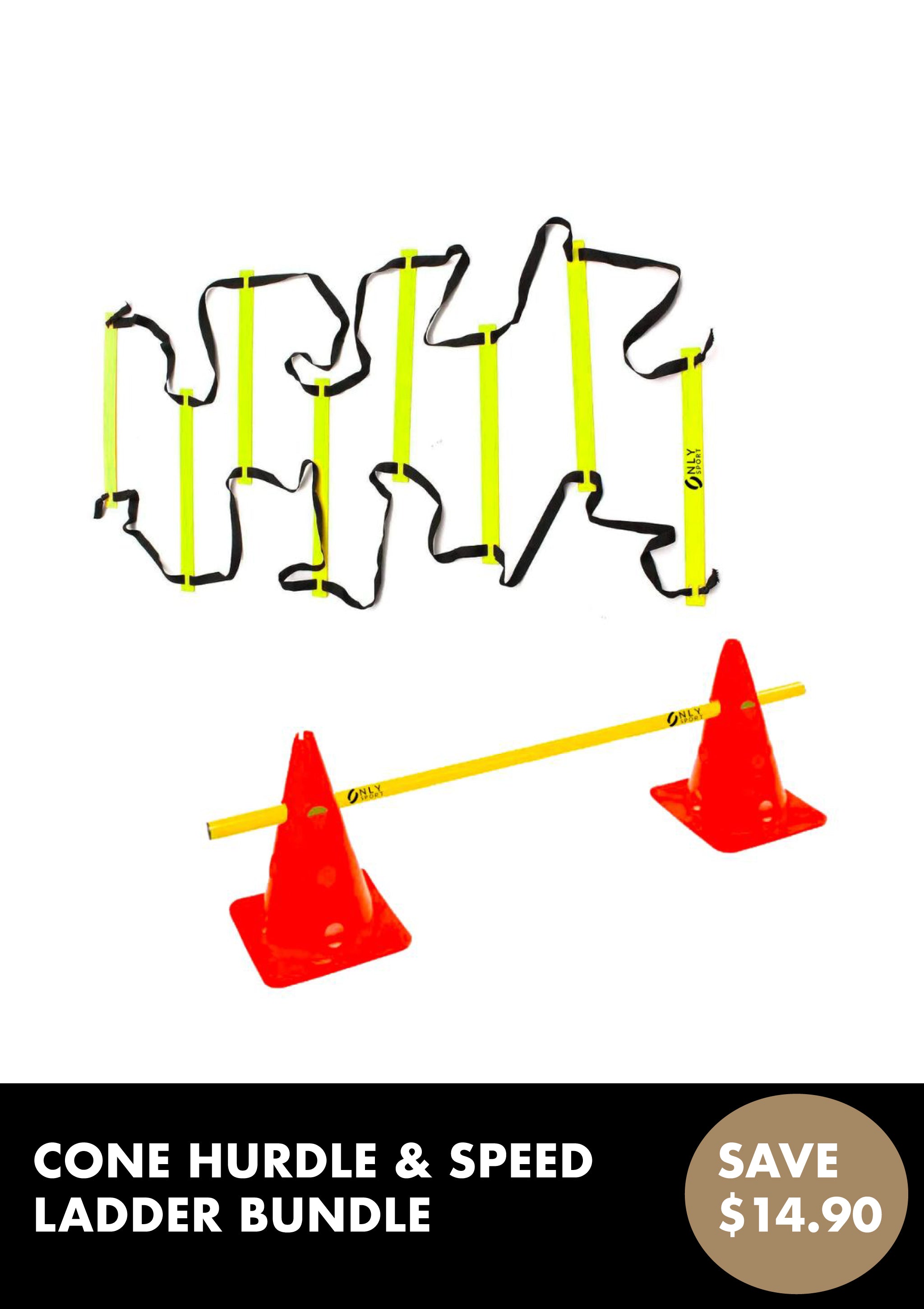 ADJUSTABLE CONE HURDLE SET & SPEED LADDER PICTURED TOGETHER