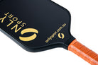 Close up view of the front of the black paddle