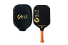 front view of pickleball paddle alongside cover which is included 