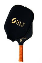 front view of paddle cover partially covering paddle as a demonstration