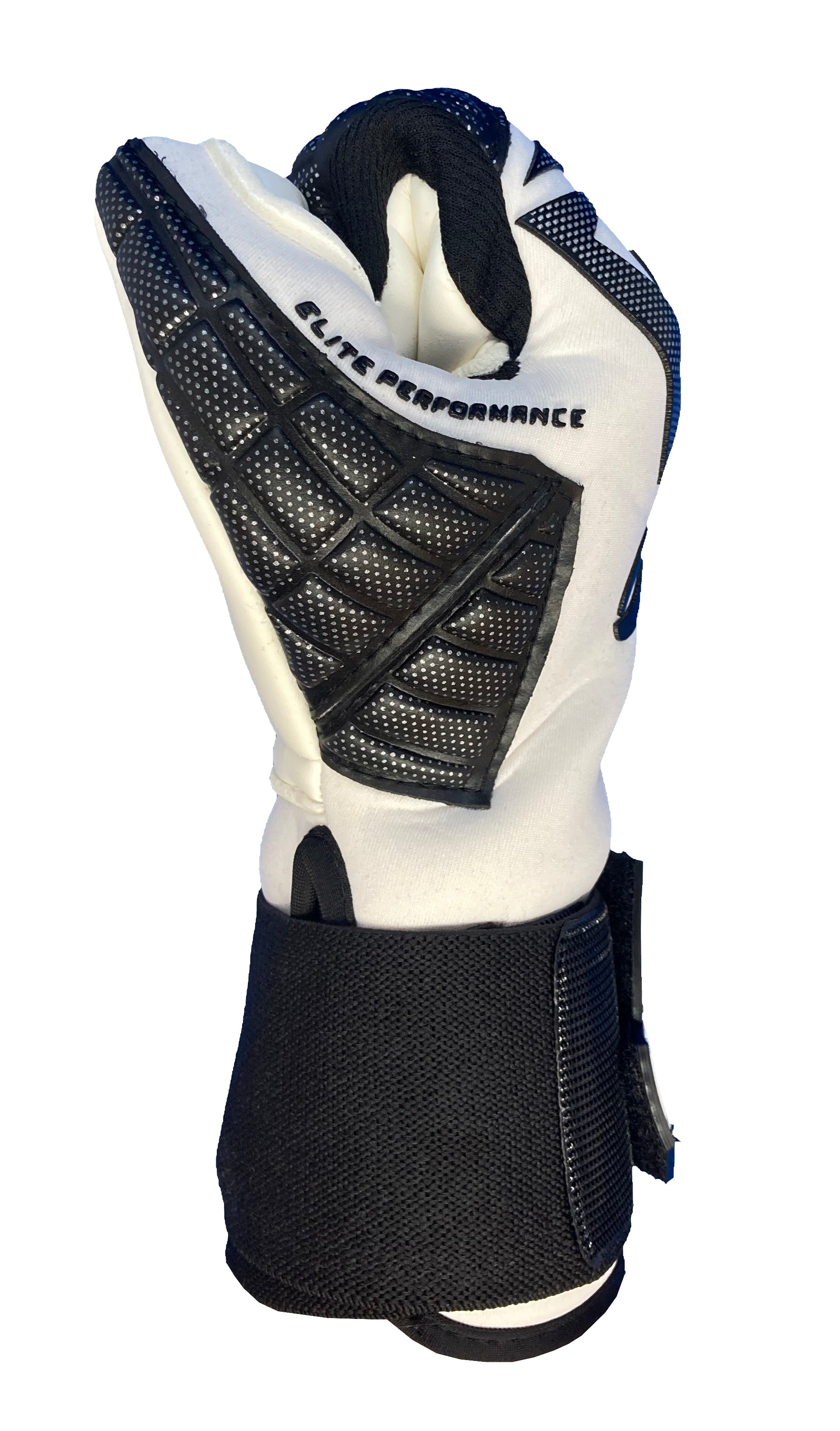 Blanco Goalkeeper Gloves in black and white fist view