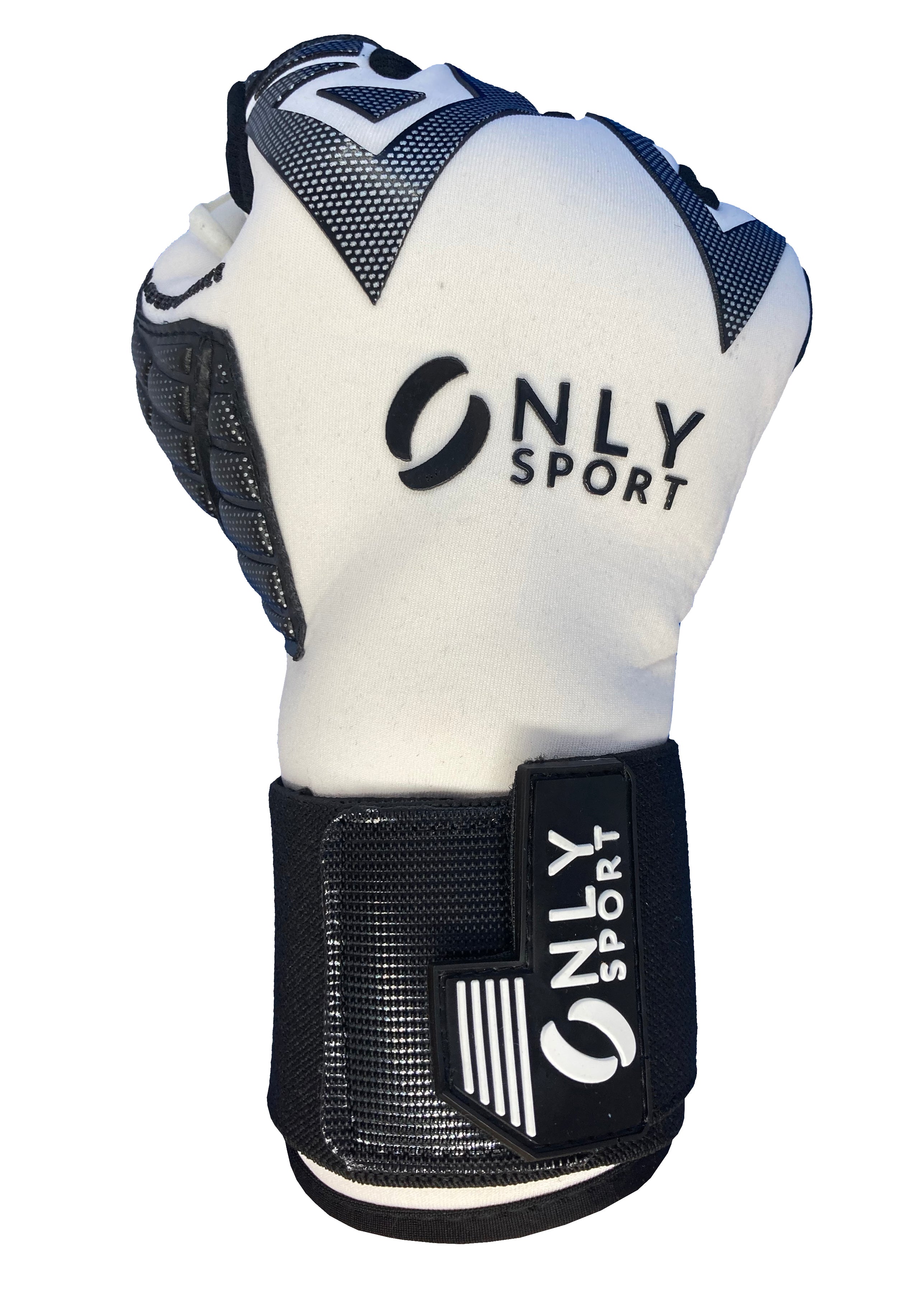 Blanco Goalkeeper Gloves in black and white back fist top view