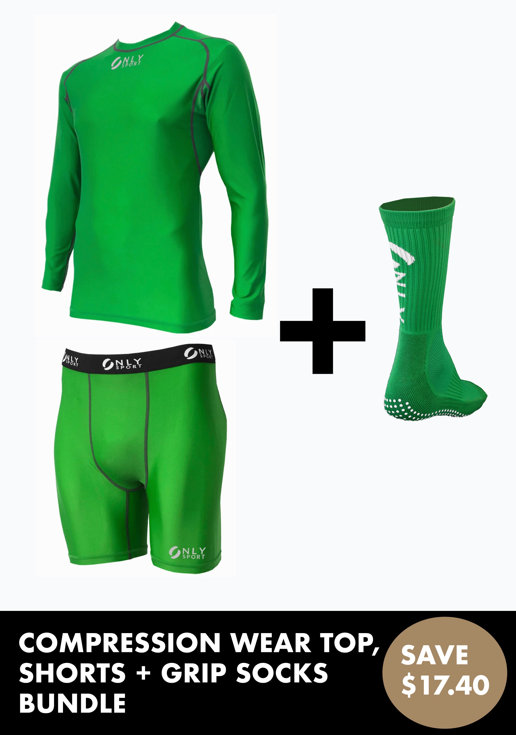 COMPRESSION WEAR AND GRIP SOCKS BUNDLE IN EMERALD