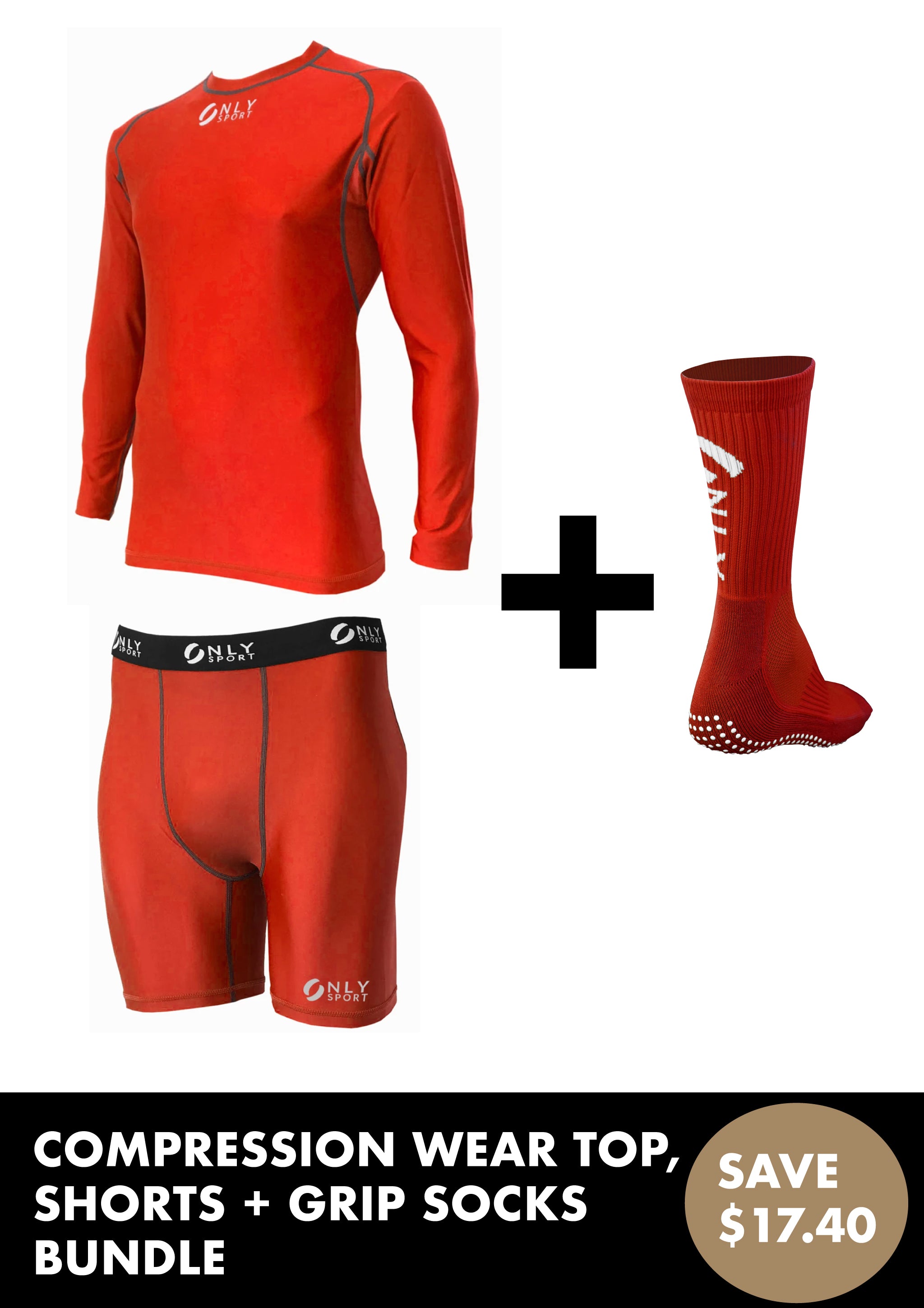 COMPRESSION WEAR  AND GRIP SOCKS BUNDLE IN RED