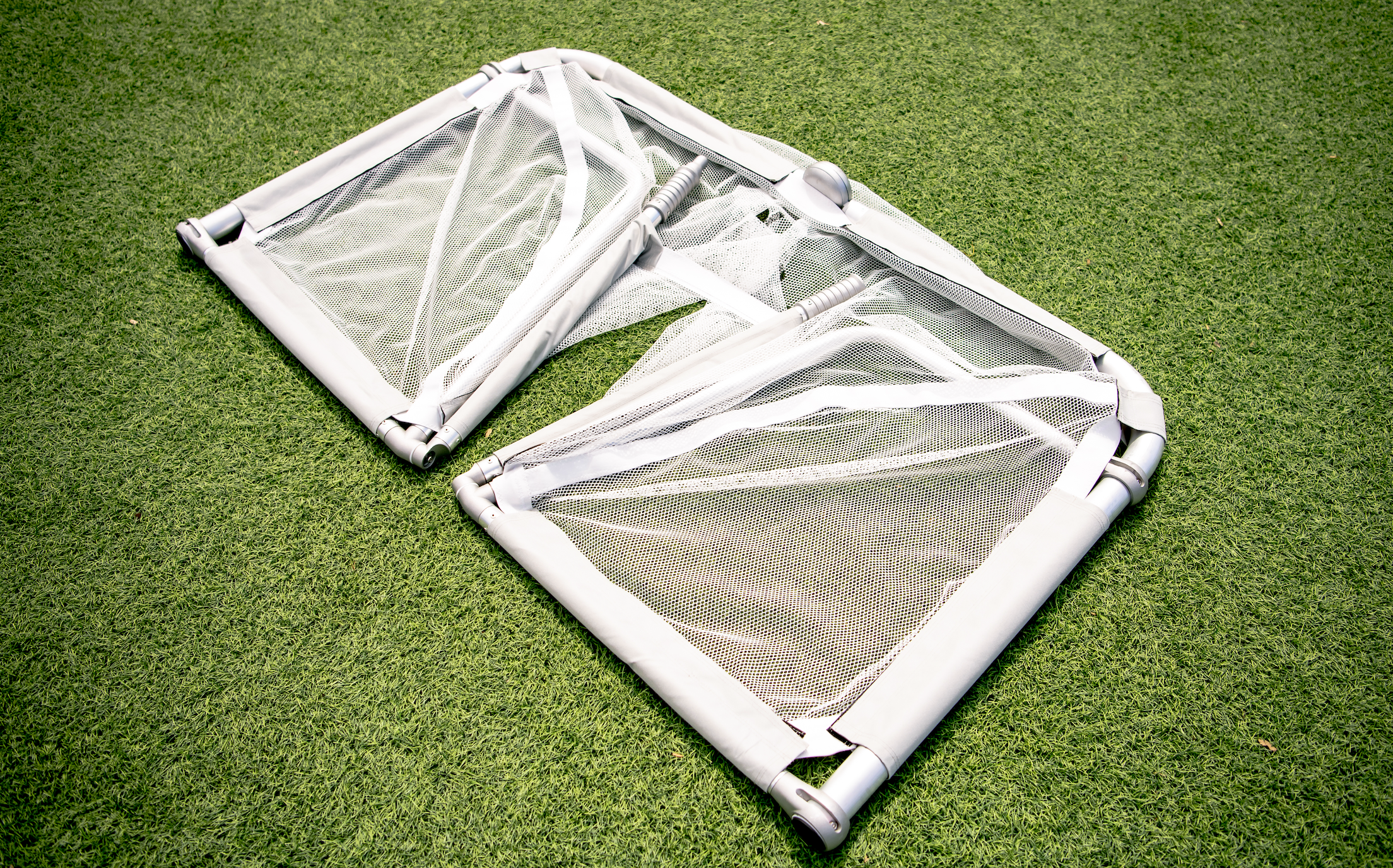 Arial View Of Foldable Goal Flat On Ground 