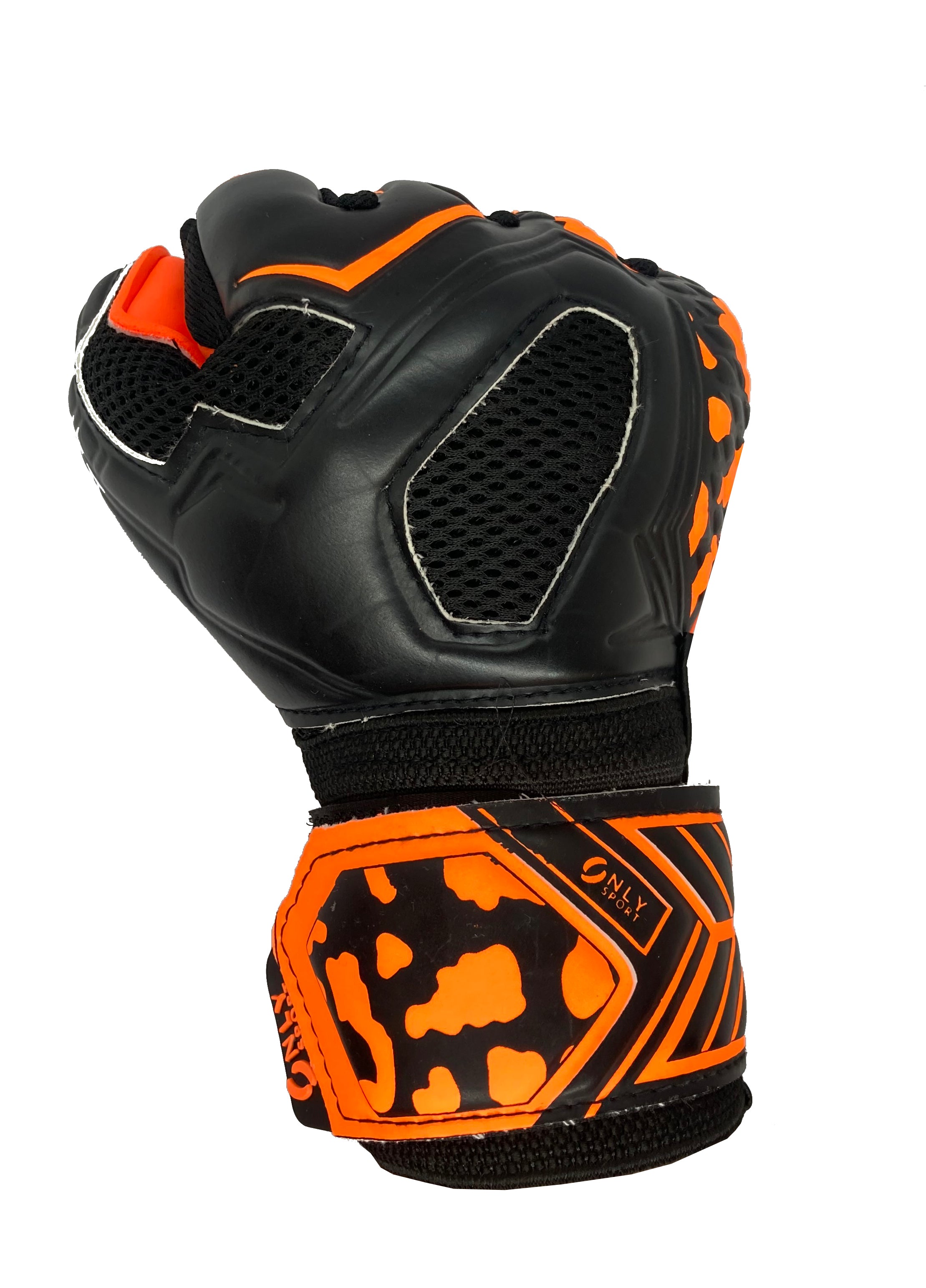 GIGI Goalkeeper Gloves KIDS Finger Savers  in Orange fist view