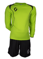 Goalkeeper Top & Shorts in Lime Green/Black Front View