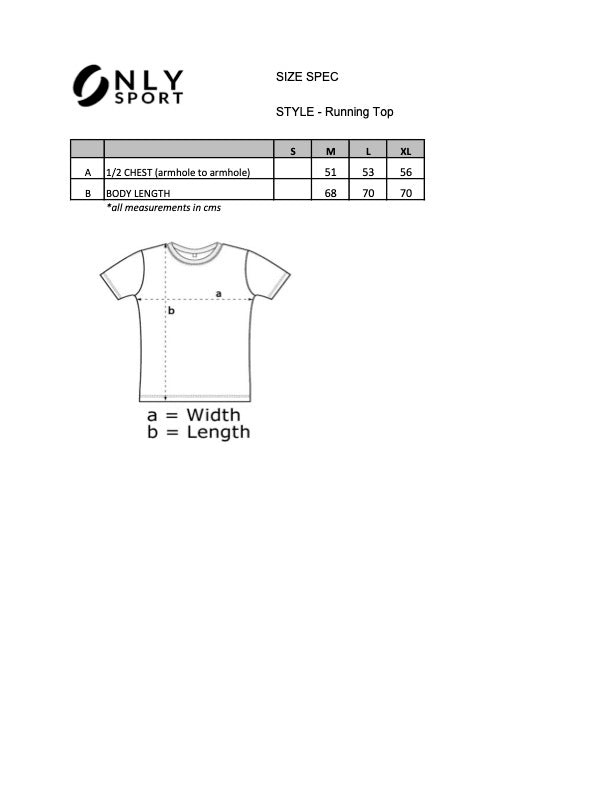Maroon Training top sizing chart
