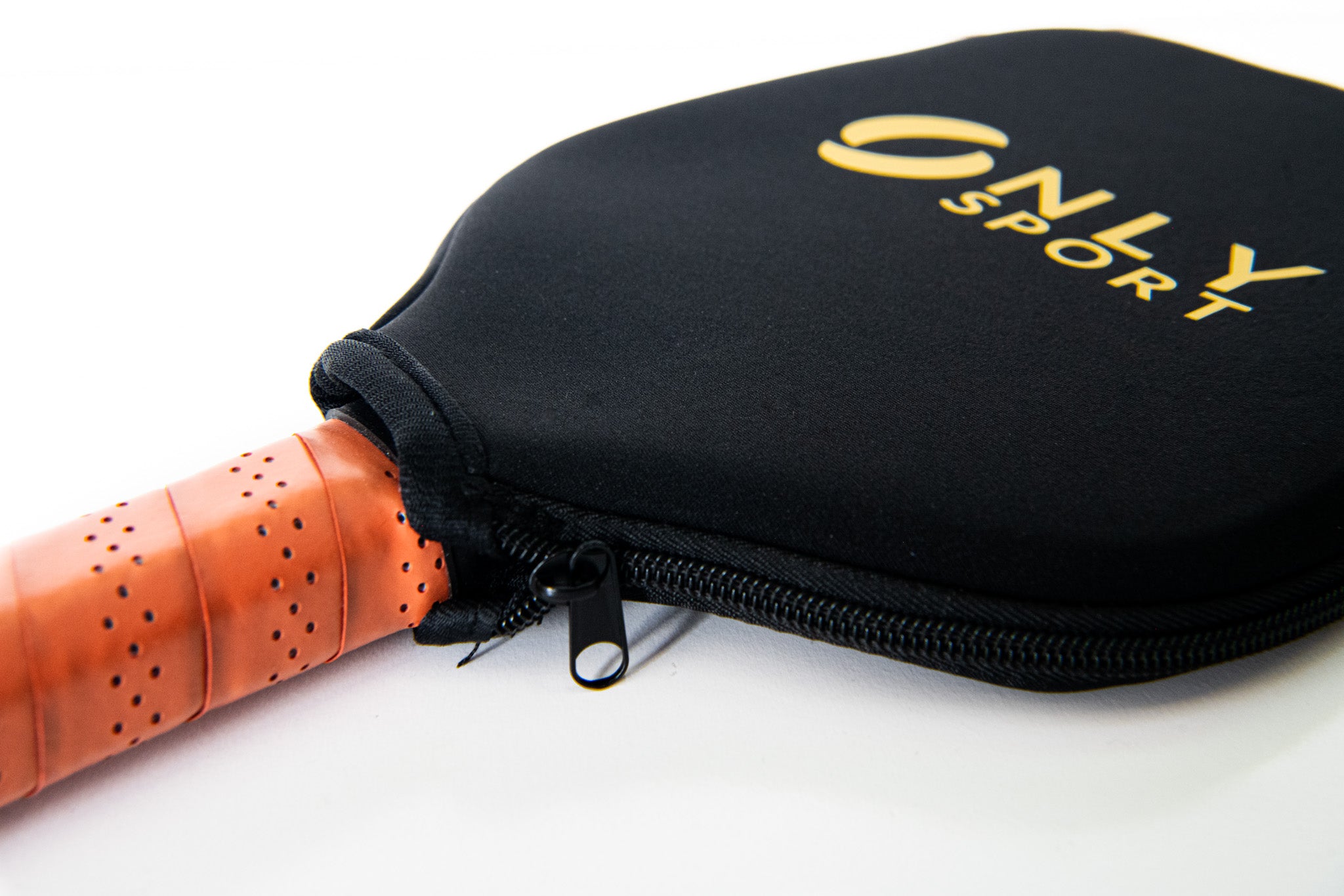 Angled view of cover covering entire white paddle up close