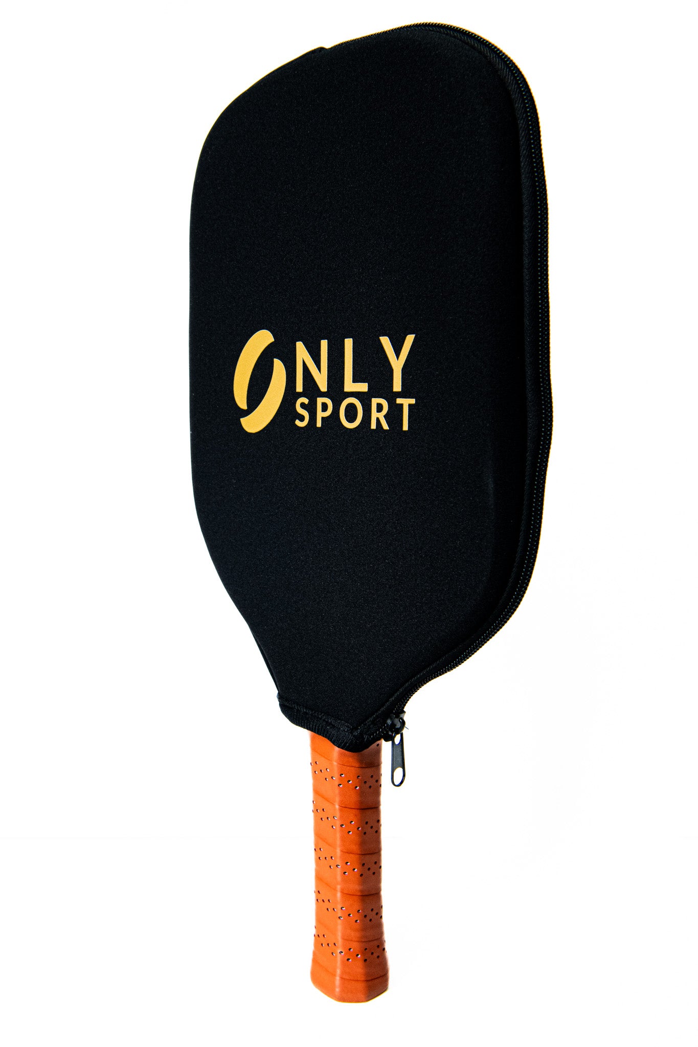 Front view of white paddle with cover on facing left