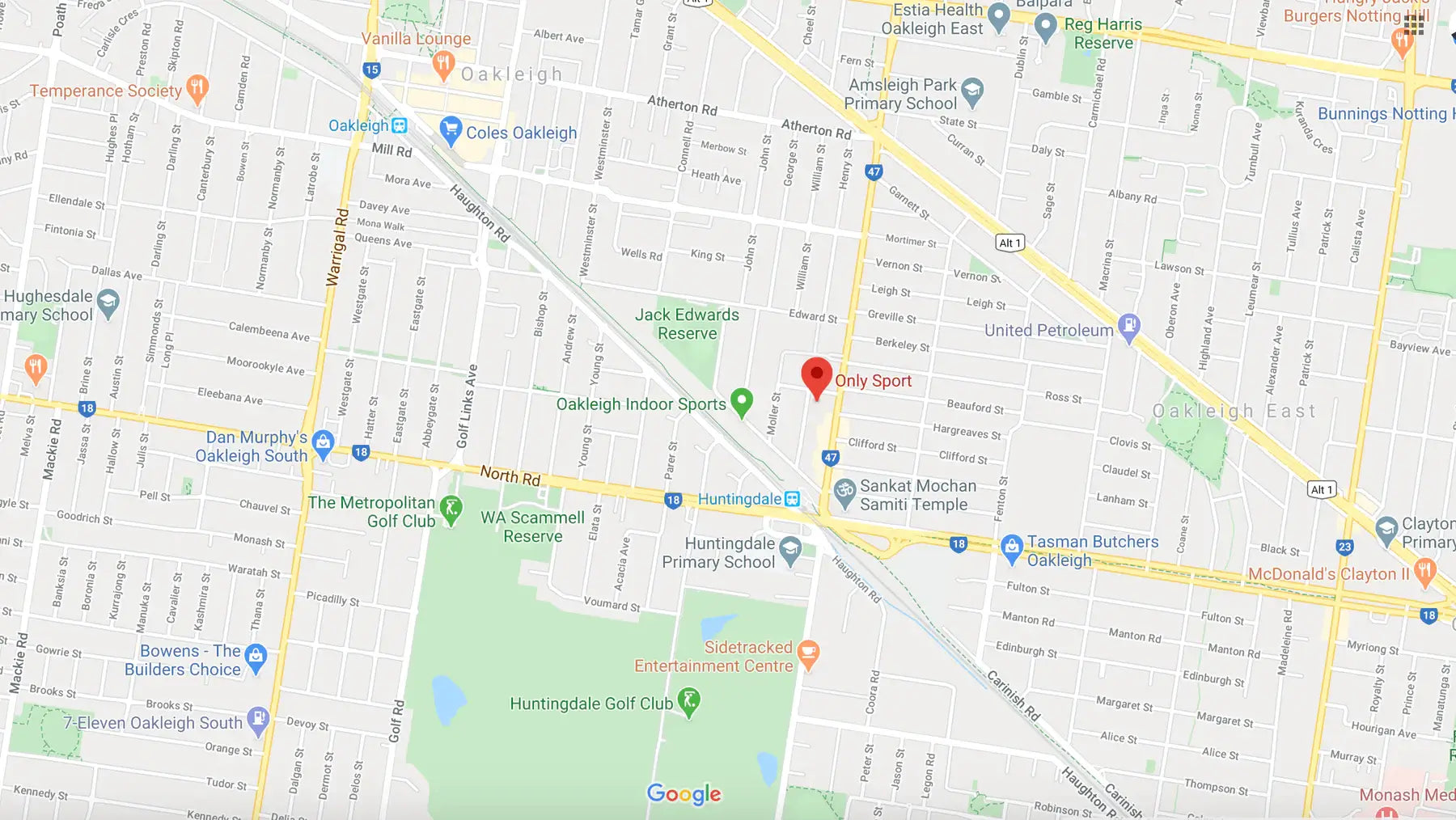 only sport au location on a map
