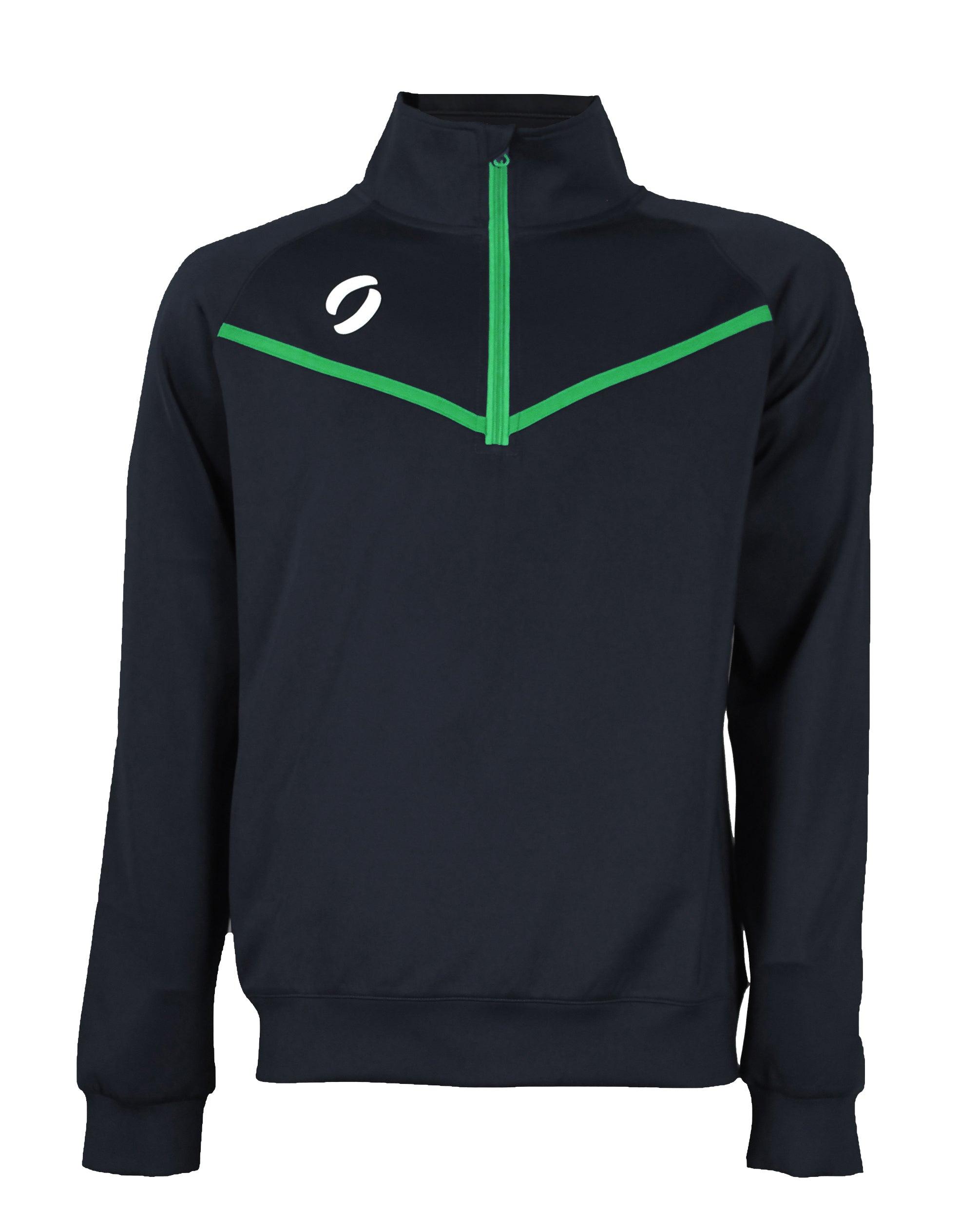 1/4 Zip Training Jumper in black with green