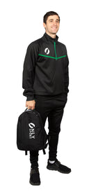 Person wearing 1/4 Zip Training Jumper in black with green