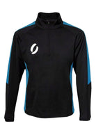 1/4 ZIP TRAINING TOP IN BLACK WITH ROYAL BLUE STRIPE