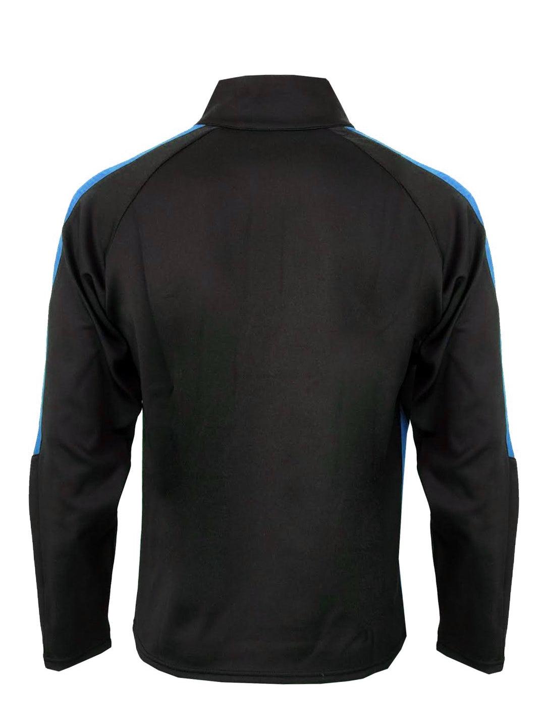 1/4 ZIP TRAINING TOP IN BLACK/ROYAL REAR VIEW