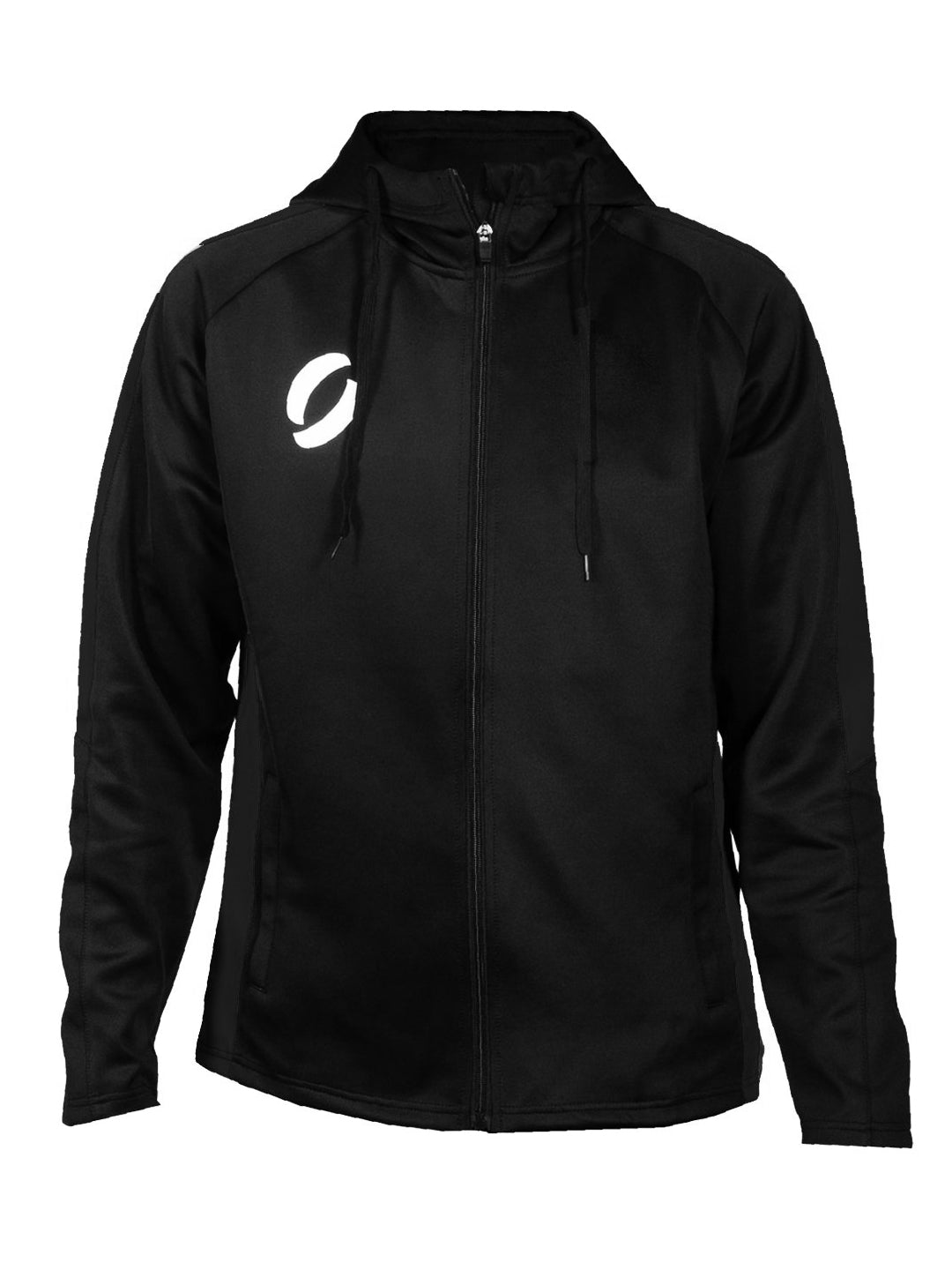 Black Hooded Tracksuit Jacket Front View