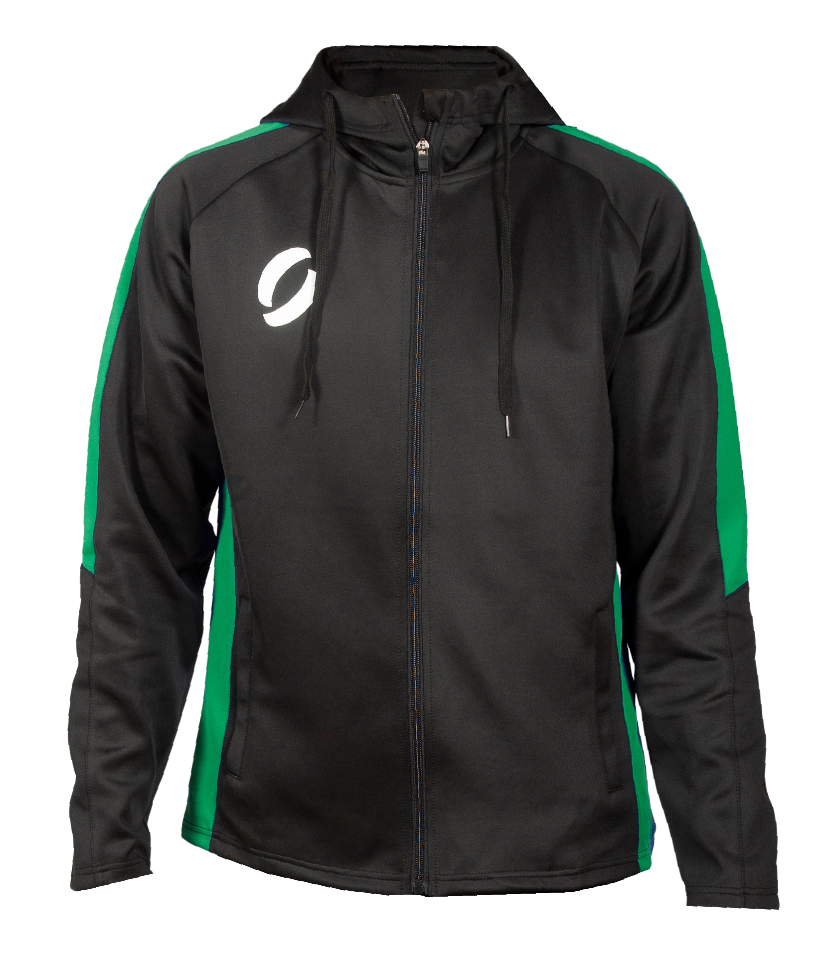Black and Green Hooded Tracksuit Jacket Front