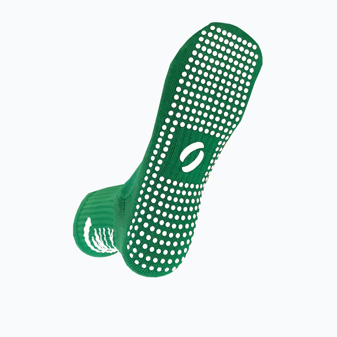 Grip Socks in green underneath viewing