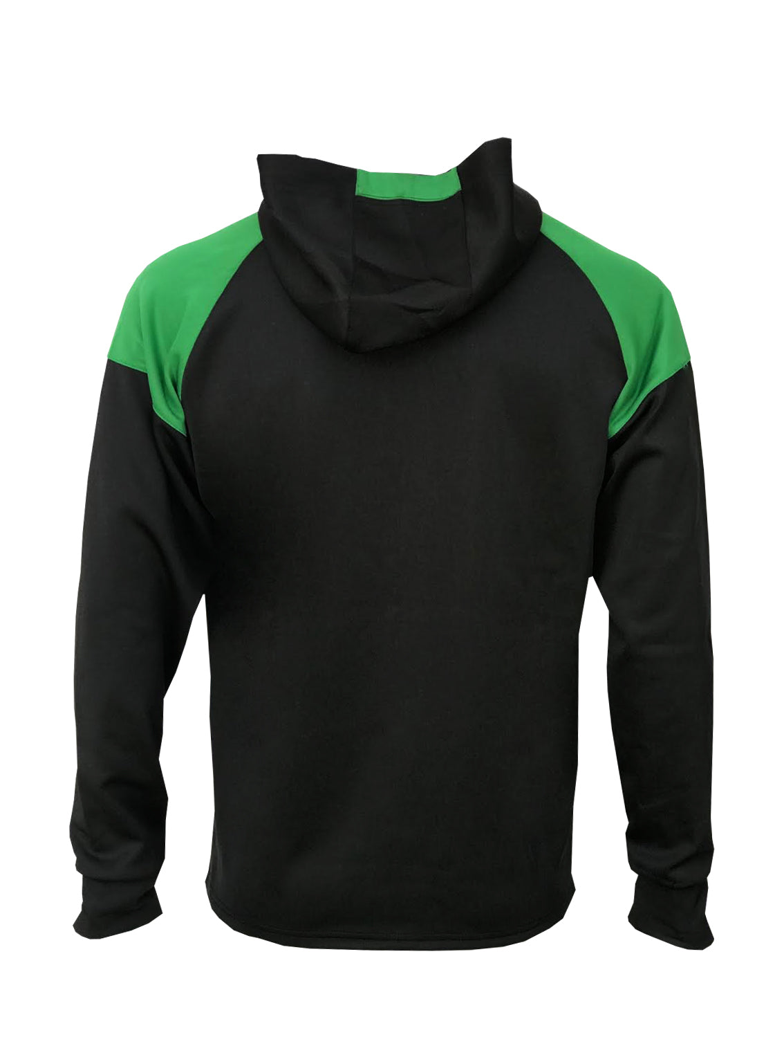 Hooded Track Jacket  in black and green back view