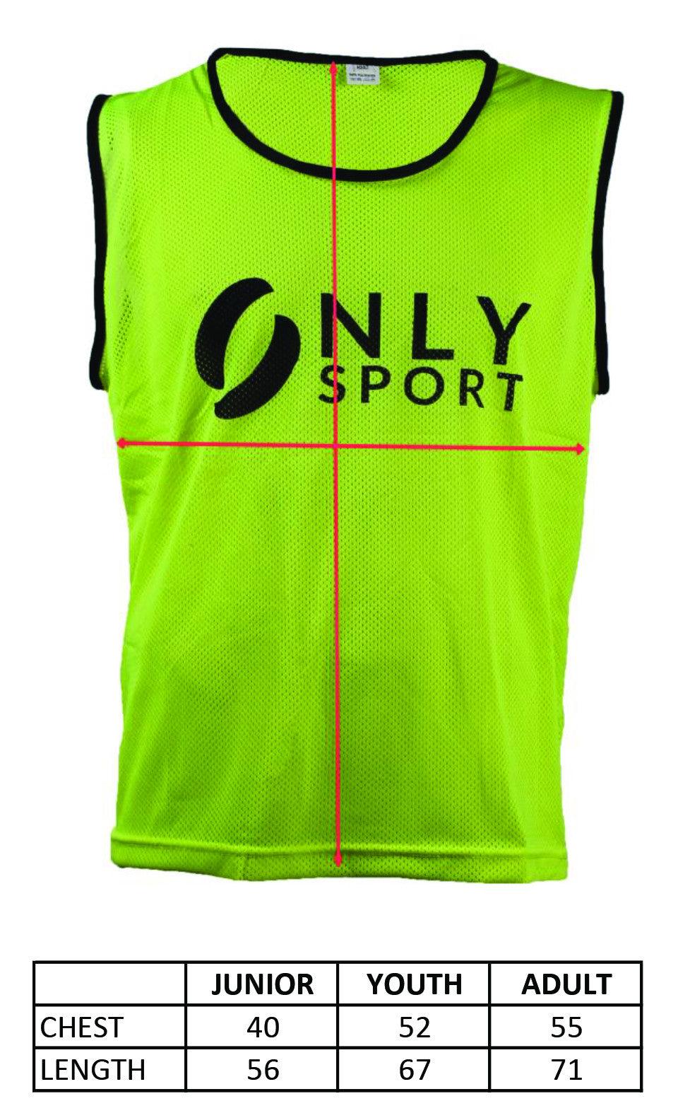 Orange Training Bib size chart