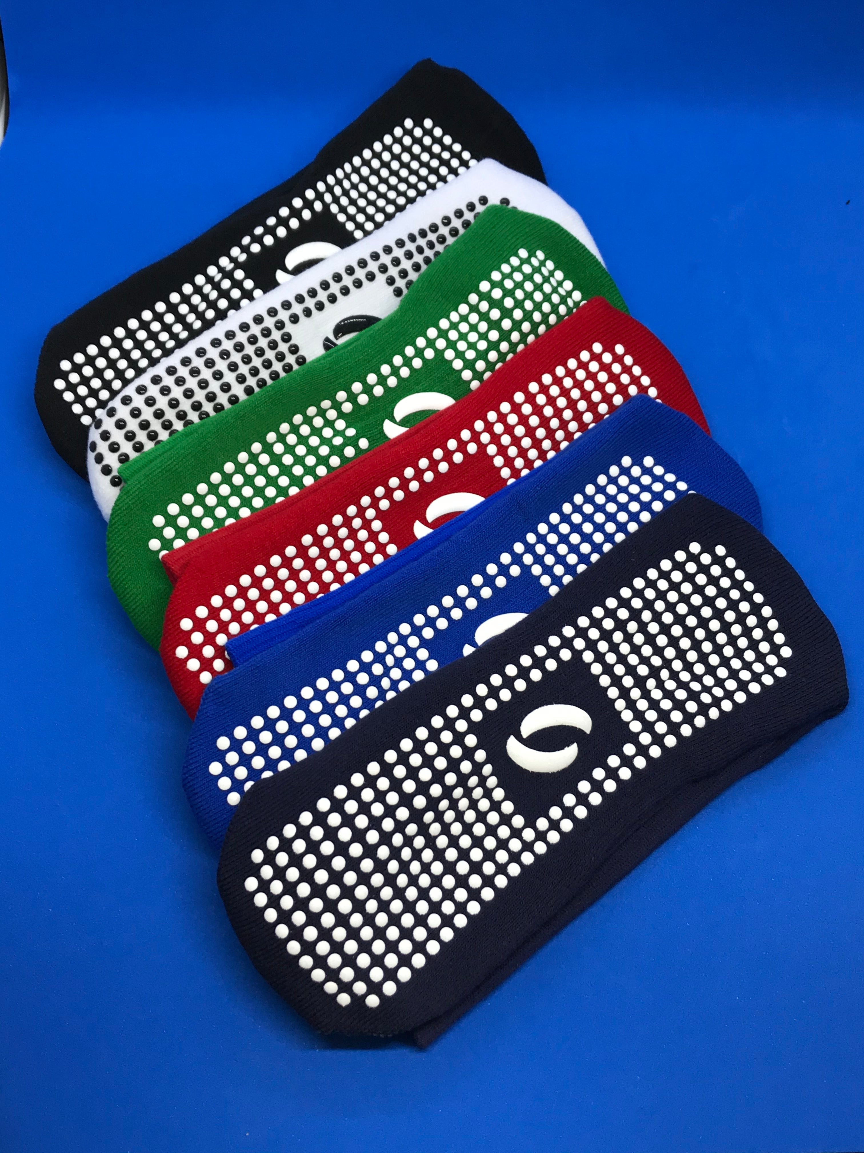 Grip Socks in  navy, royal blue, red, green, white and black