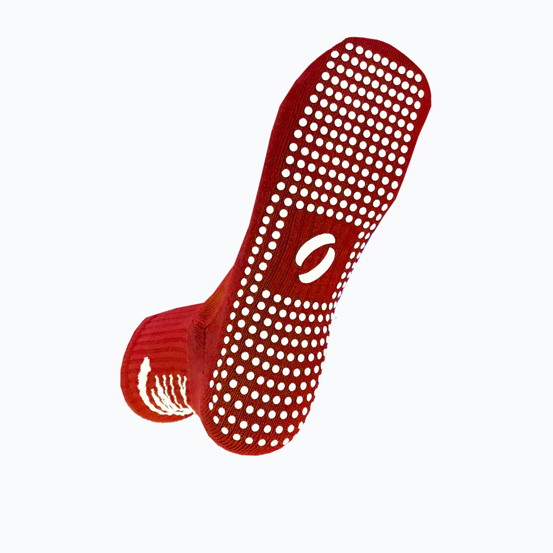 Grip Socks in red under sock view