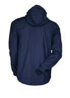 Spray Jacket in navy blue demonstrating hood from rear