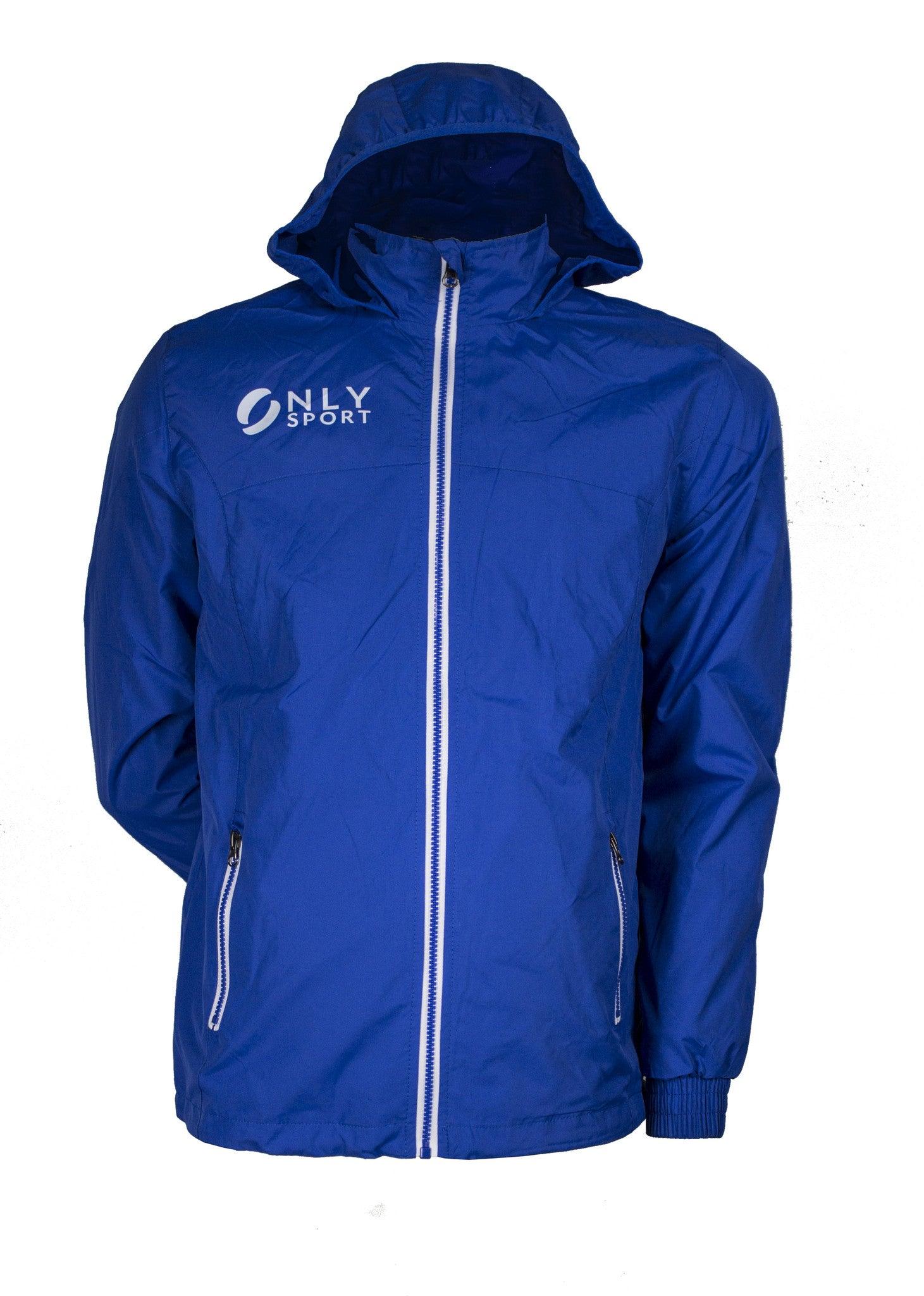 Spray Jacket Royal Blue White Zip Front Hooded Demonstration