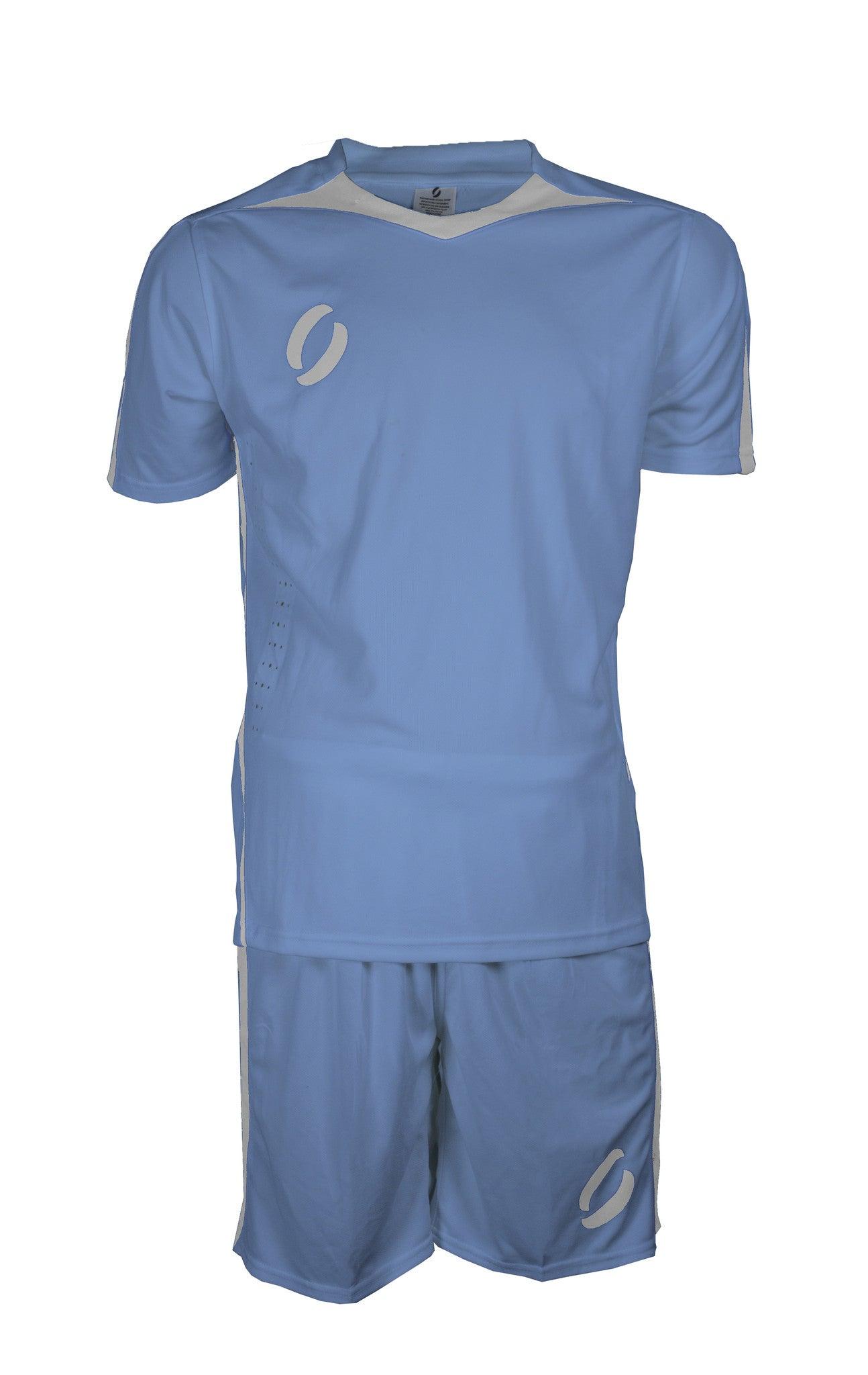 STRIKER playing strip in sky blue and white front view
