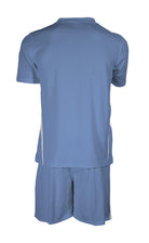 STRIKER playing strip in sky blue and white back view