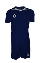 Striker playing Strip Navy and White Front View