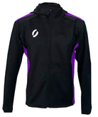 Tracksuit Jacket Black With Purple Stripe Front View