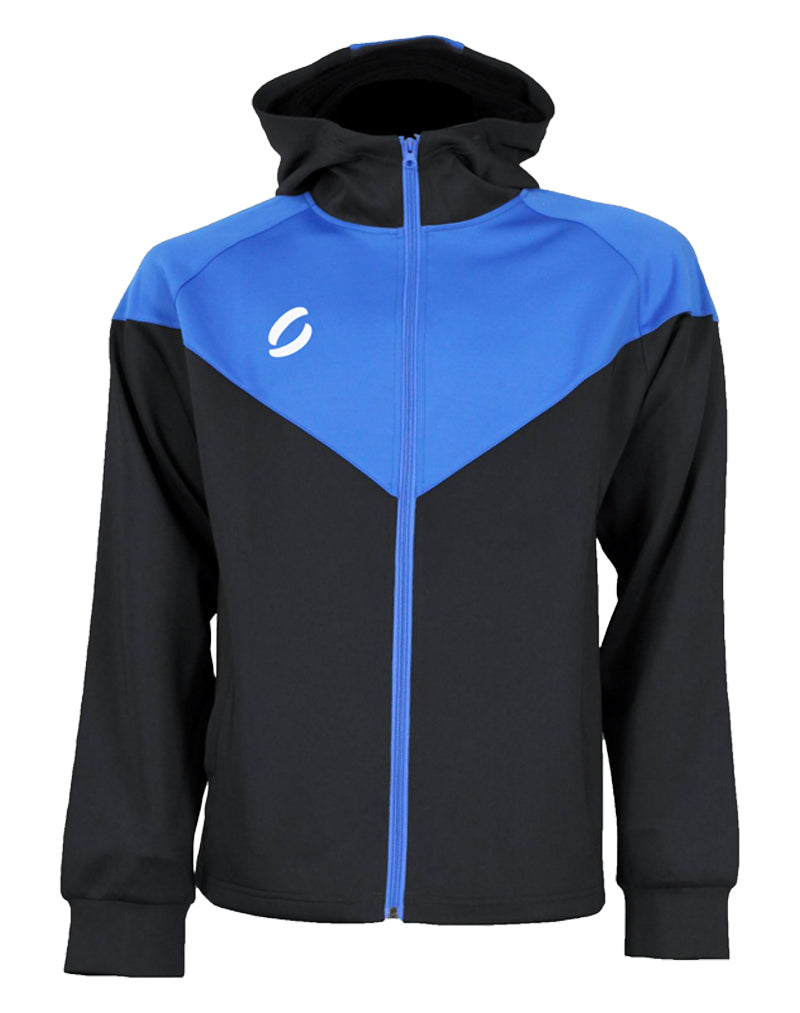 Tracksuit Jacket  V Cut Black and Royal Blue Front View