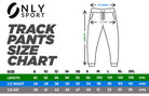 Tracksuit Pants Black with Blue Stripe Size Chart