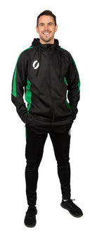 man wearing Tracksuit Pants in Black/Green