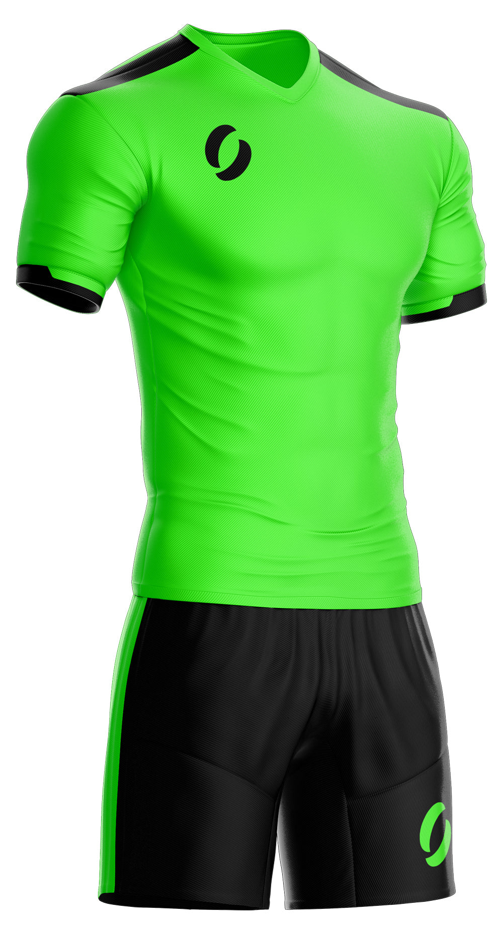 Training Kit Green Top and Black Shorts