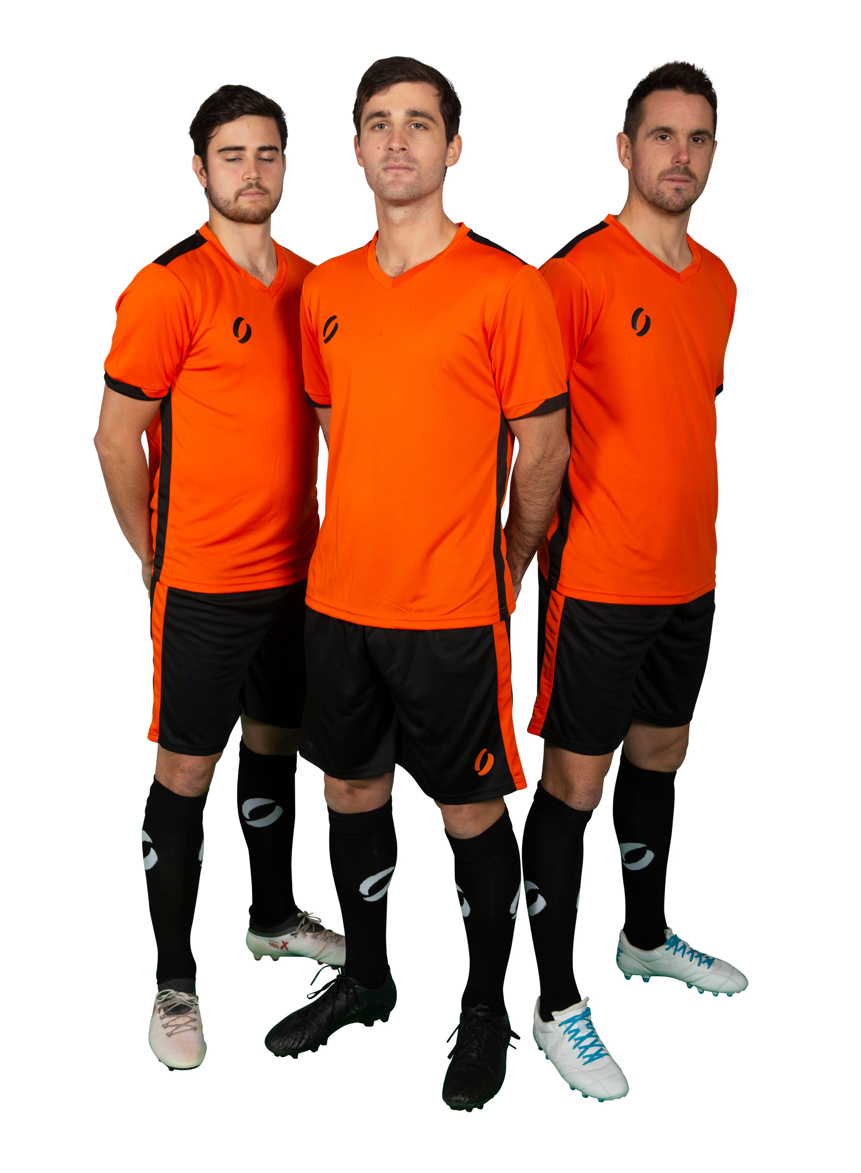 three men wearing Training Kit  in Orange/Black